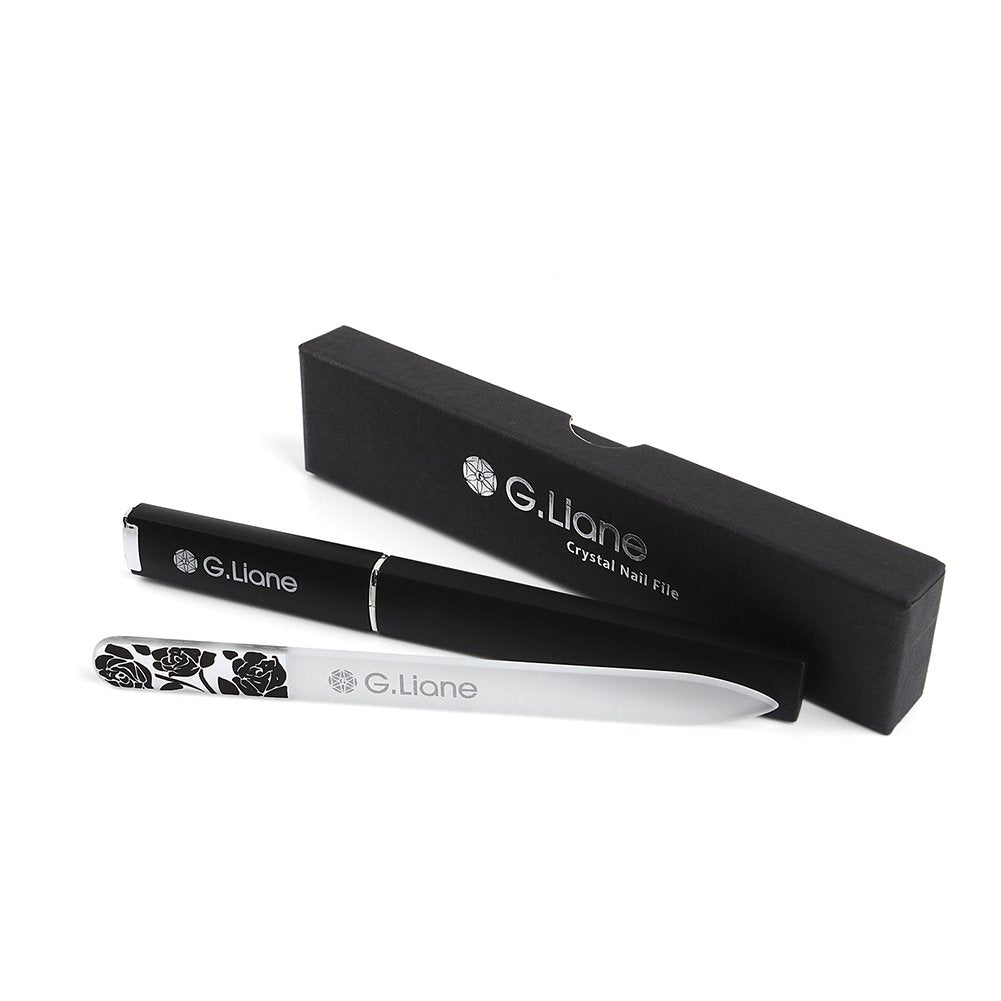 Crystal Nail File with Austria Crystals – G.Liane Professional Nail File in Case Manicure Pedicure Kit for Natural Nails Acrylic Nails Gels Nails Manicure Tools for Home and Salon (Red Bubble) Health & Beauty > Personal Care > Cosmetics > Cosmetic Tools > Nail Tools G.Liane Rose Black  