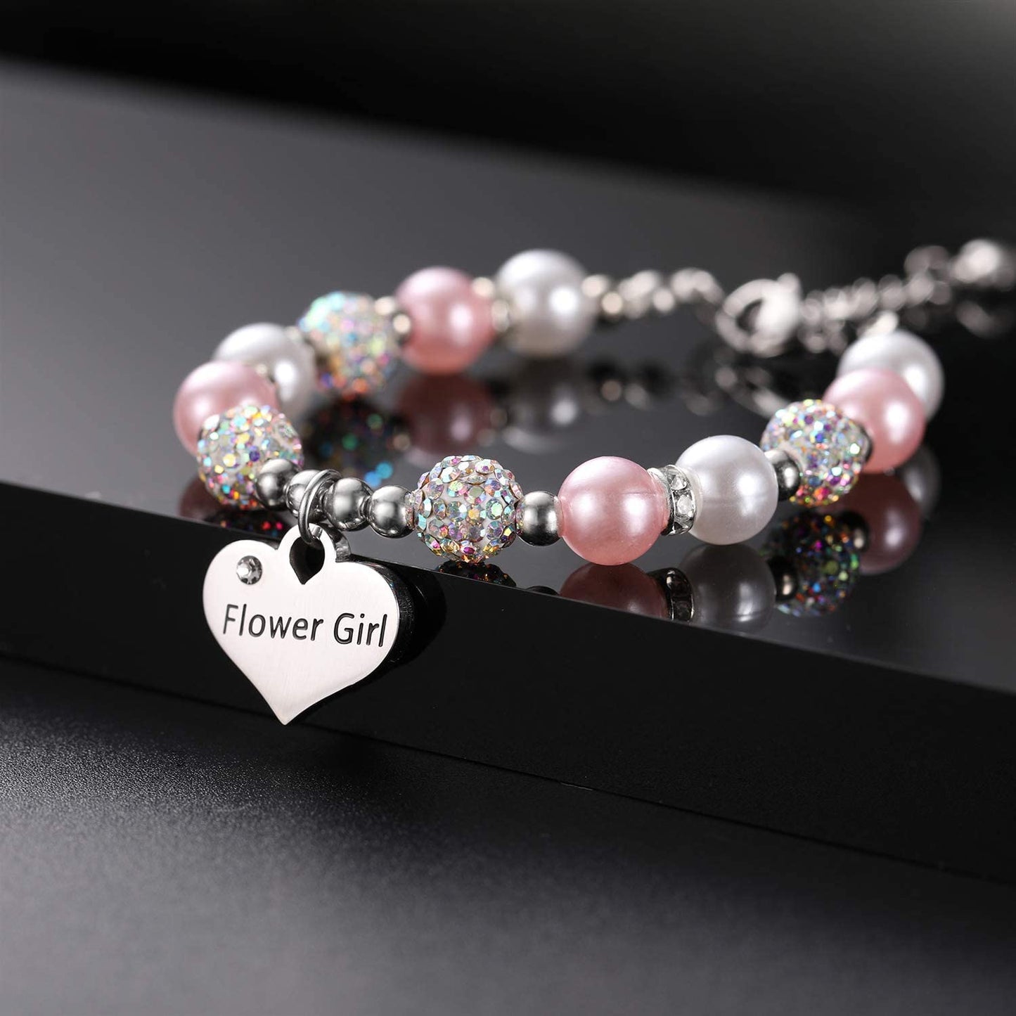 Flower Girls Bracelet Pearl and Rhinestones Balls Flower Girl Gifts Use in Wedding Party Apparel & Accessories > Jewelry > Bracelets Vinjewelry   