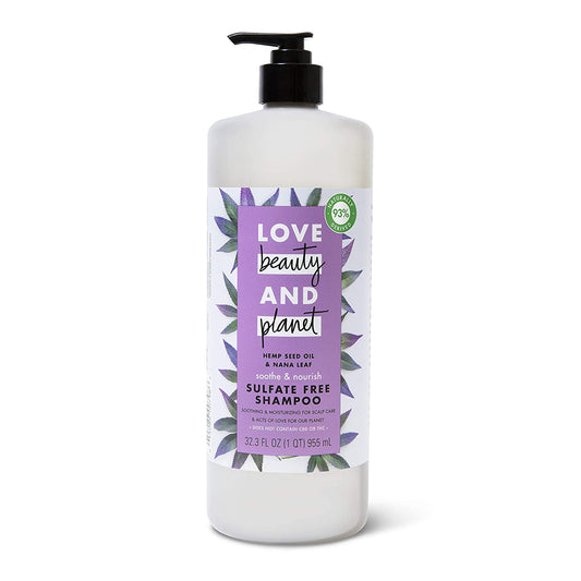 Love Beauty and Planet Soothe and Nourish Sulfate-Free Shampoo Dry Hair and Nourished Hair Care Hemp Seed Oil & Nana Leaf Paraben-Free, Silicone-Free and Vegan 32.3 Oz Health & Beauty > Personal Care > Hair Care Love Beauty And Planet Shampoo  