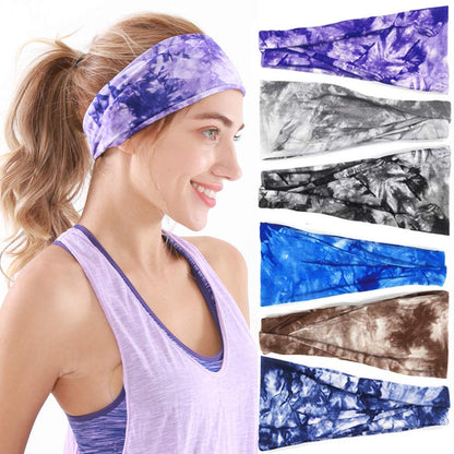 Headbands for Women, 6 PCS Yoga Running Sports Headbands Tie Dye Boho Pattern Elastic Non Slip Sweat Workout Hair Fashion Bands for Girls Apparel & Accessories > Clothing Accessories > Bandanas & Headties OFFTESTY Headbands Color-8  