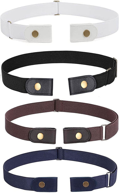 No Buckle Stretch Belt for Women Men Elastic Waist Belt up to 72 Inch for Jeans Pants Apparel & Accessories > Clothing Accessories > Belts WERFORU Y-black+coffee+blue+white Pants Size 23"-30" 