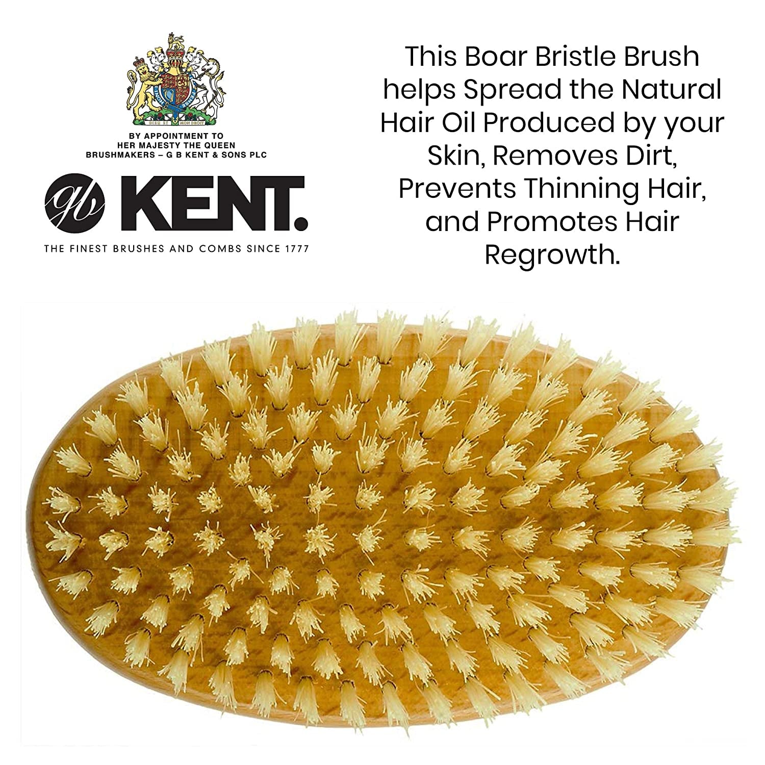 Kent MG3 Finest Men'S Hair Brush & Beard Brush for Skin Care - 100% Natural White Boar Bristle Brush for Mens Grooming, Scalp Brush, 360 Wave, and Beard Straightener for Men'S Hair Care Health & Beauty > Personal Care > Hair Care KENT   
