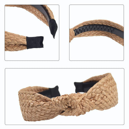 Headbands for Women Straw Knotted Headbands,Bohemian Summer Wide Headbands for Women Headwear Styling Tools Accessories,Style 1 Apparel & Accessories > Clothing Accessories > Headwear MHDGG   