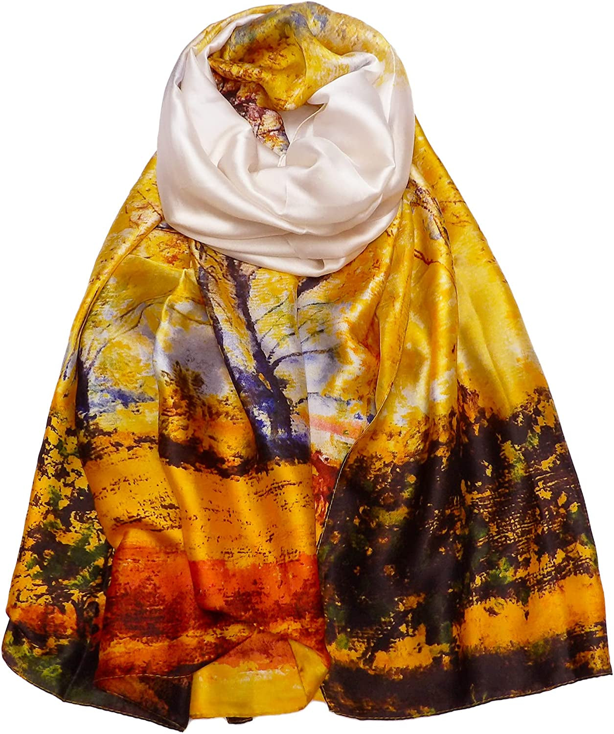 Silk Scarf for Women Fashion Long Satin Lightweight Large Shawl Wrap Printed Sleep 70''X35'' Apparel & Accessories > Clothing Accessories > Scarves & Shawls Wealish 03-orange  