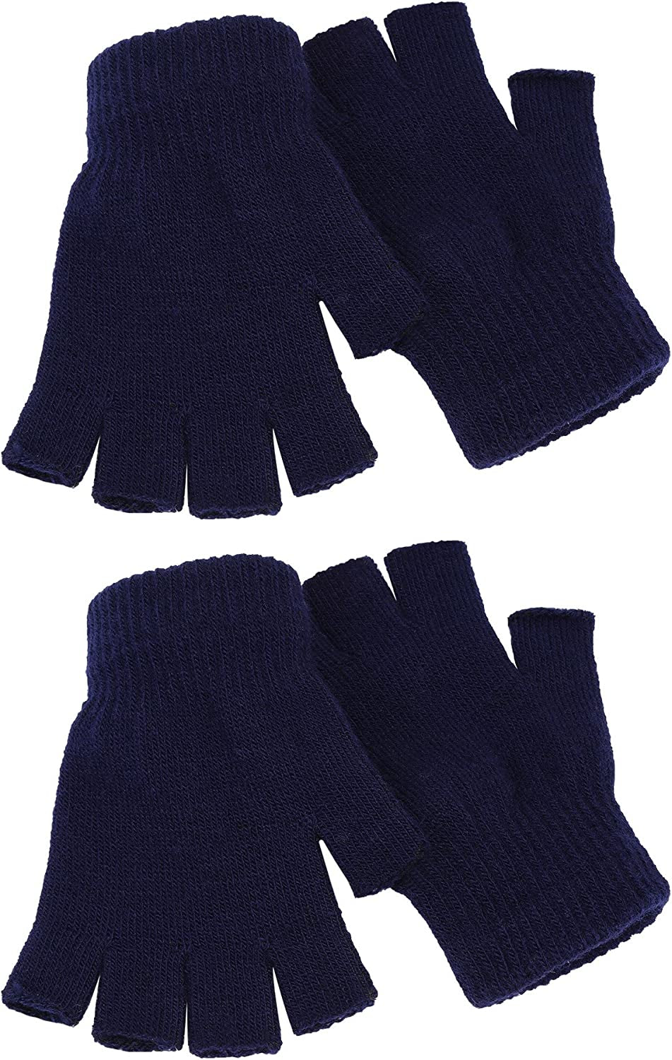 Satinior 2 Pair Unisex Half Finger Gloves Winter Stretchy Knit Fingerless Gloves in Common Size Apparel & Accessories > Clothing Accessories > Gloves & Mittens SATINIOR Navy Blue  