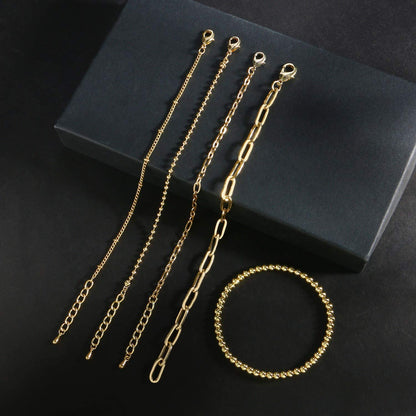 Gold Chain Bracelet Sets for Women Girls 14K Gold Plated Dainty Link Paperclip Bracelets Stake Adjustable Layered Metal Link Bracelet Set Fashion Jewelry Apparel & Accessories > Jewelry > Bracelets CONRAN KREMIX   
