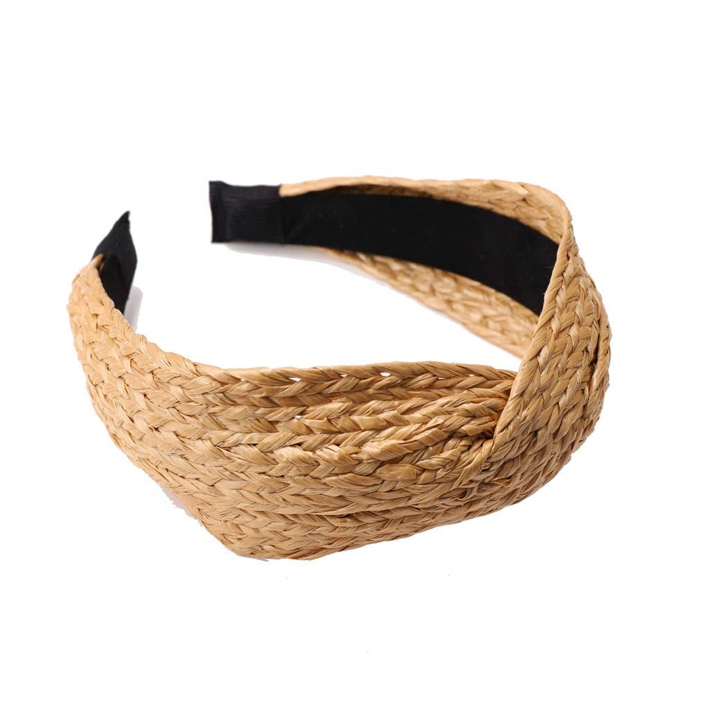 Headbands for Women Straw Knotted Headbands,Bohemian Summer Wide Headbands for Women Headwear Styling Tools Accessories,Style 1 Apparel & Accessories > Clothing Accessories > Headwear MHDGG Style 2  