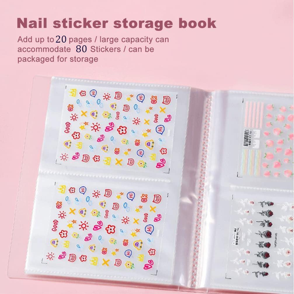 Nail Art Sticker Decals Holder Storage Organizer Display Book Collecting Album, 80 Slots Empty Storage Holder, Easy Photo Album Manicure Nail Art Tools Health & Beauty > Personal Care > Cosmetics > Cosmetic Tools > Nail Tools ASVNRES   