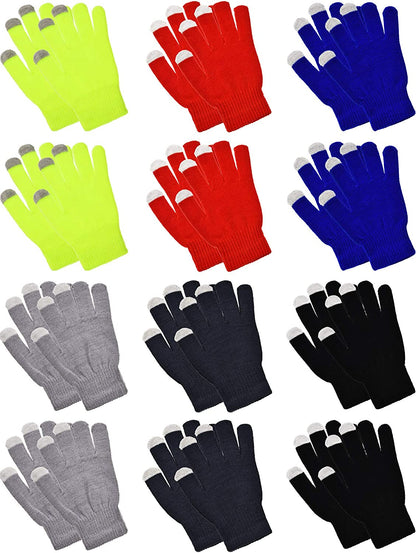 Pangda 12 Pairs Touchscreen Gloves Stretch Knitted Texting Gloves Warm Windproof Solid Color Mittens for Men and Women Apparel & Accessories > Clothing Accessories > Gloves & Mittens Pangda Black, Gray, Navy Blue, Red, Yellow, Blue 7 x 4 Inch 