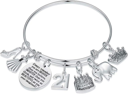 Birthday Gifts for Women Girls Bracelet, Expandable Charm Bracelets 5Th 6Th 7Th 8Th 9Th 10Th 20Th 30Th 40Th 50Th 60Th 70Th 80Th 90Th Birthday Gift for Friend, Mom, Daughter, Niece, Sister, Grandma Apparel & Accessories > Jewelry > Bracelets M MOOHAM 21st  
