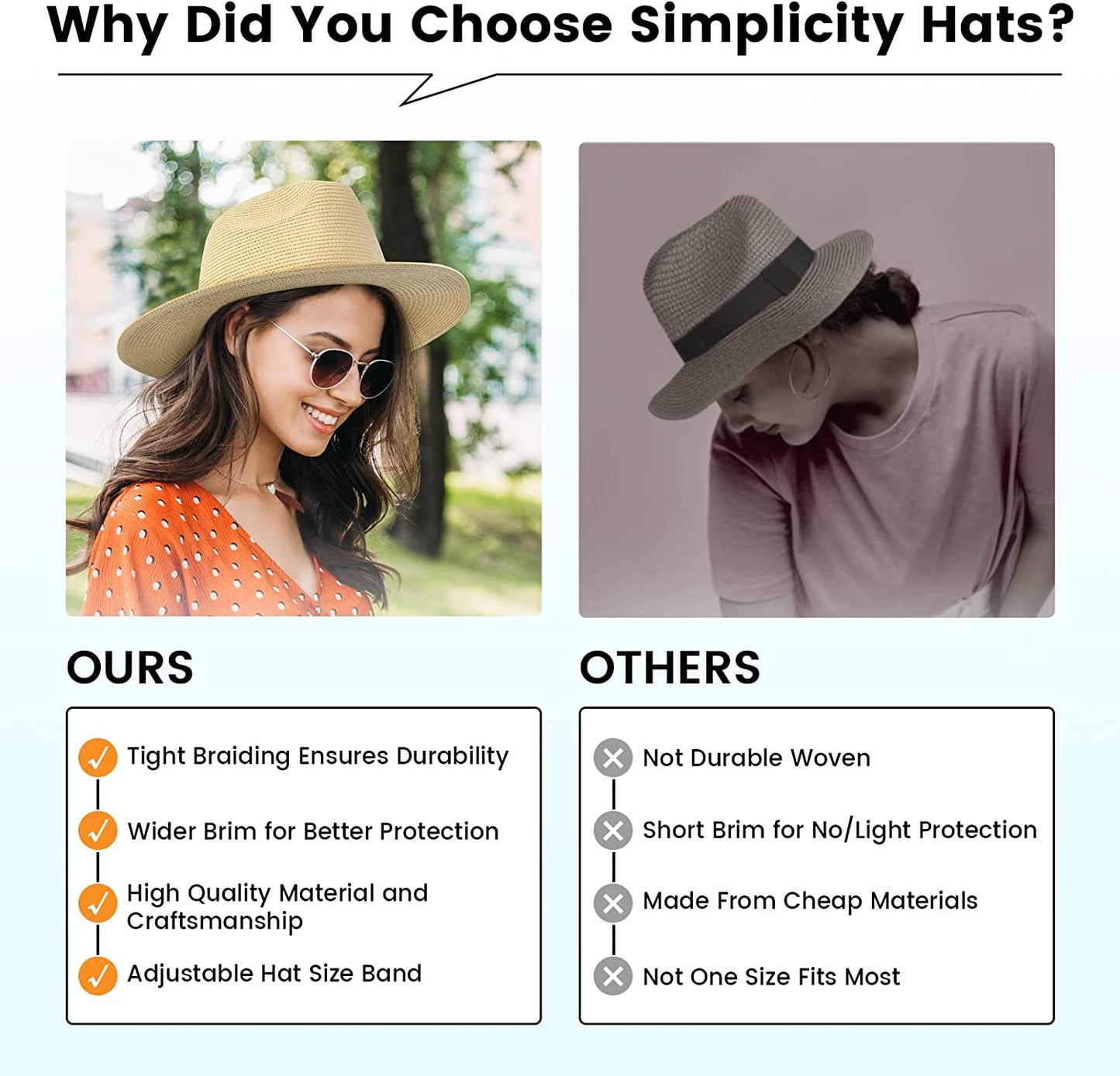 Simplicity Mens Women'S Wide Brim Straw Panama Sun Hat Apparel & Accessories > Clothing Accessories > Hats Simplicity   