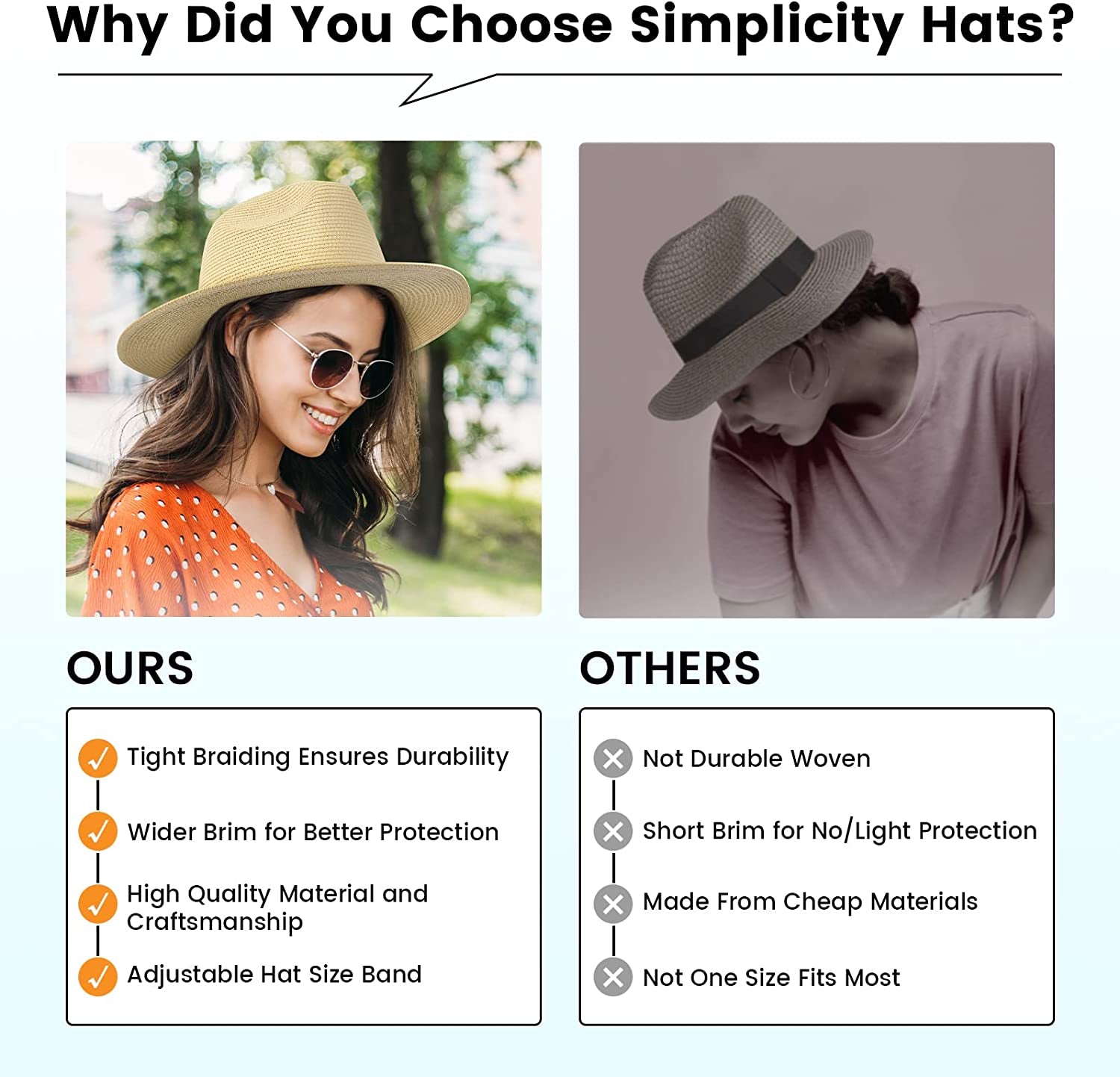 Simplicity Mens Women'S Wide Brim Straw Panama Sun Hat Apparel & Accessories > Clothing Accessories > Hats Simplicity   