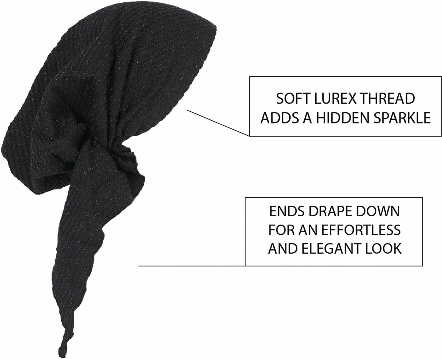 Madison Headwear Pretied Head Scarves for Women Featuring a Unique Sparkly Foil Finish and Stretchy Ribbed Fabric Apparel & Accessories > Clothing Accessories > Headwear Madison Headwear   