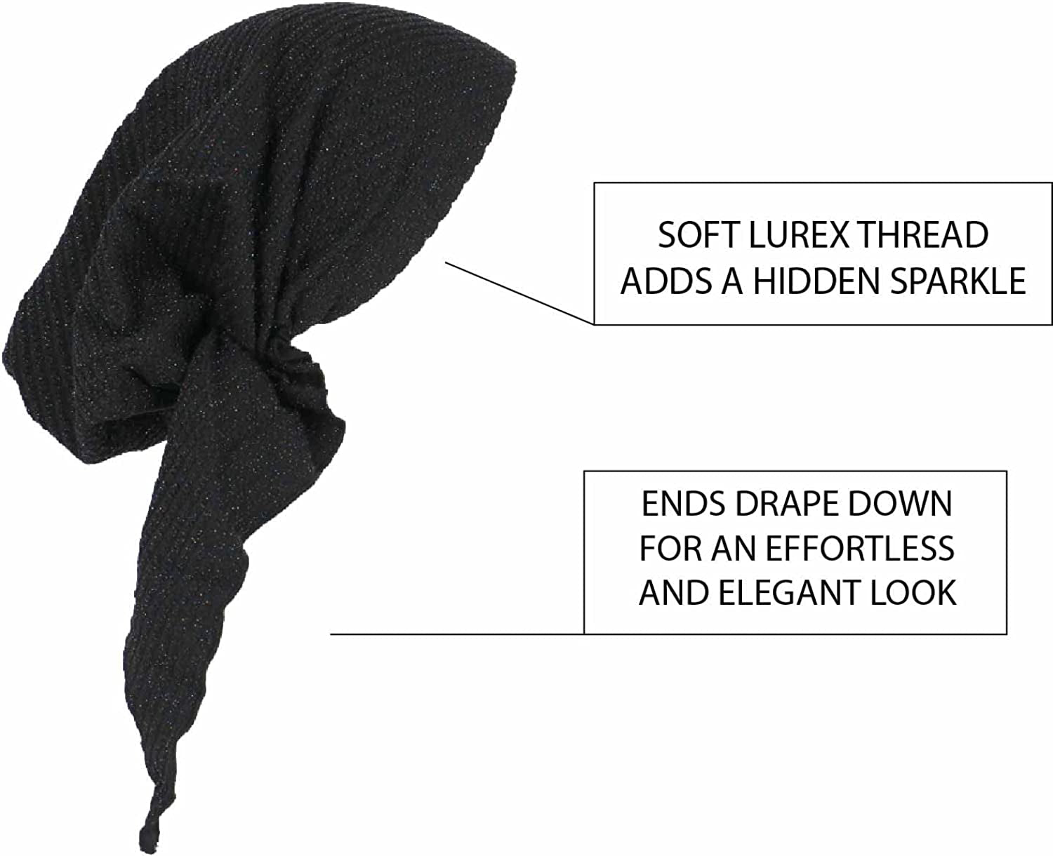 Madison Headwear Pretied Head Scarves for Women Featuring a Unique Sparkly Foil Finish and Stretchy Ribbed Fabric Apparel & Accessories > Clothing Accessories > Headwear Madison Headwear   