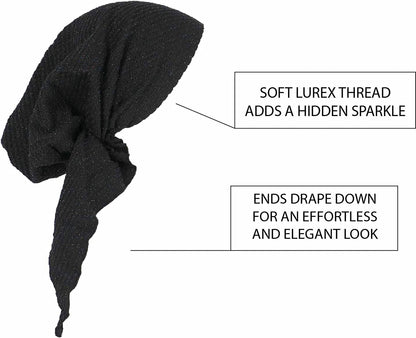 Madison Headwear Pretied Head Scarves for Women Featuring a Unique Sparkly Foil Finish and Stretchy Ribbed Fabric Apparel & Accessories > Clothing Accessories > Headwear Madison Headwear   