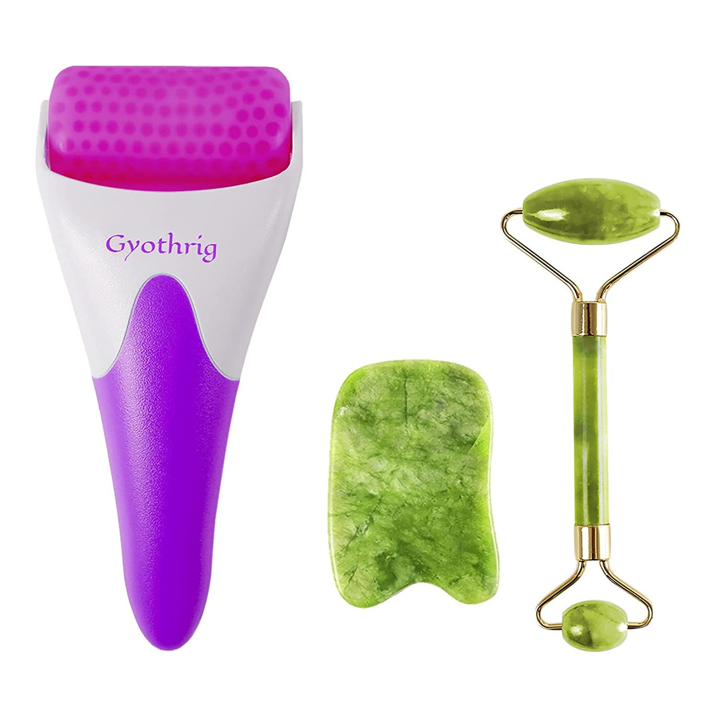 Jade Face Gua Sha Roller – Ice Facial Eye Massage Stone Gifts for Mom Mothers Day Natural Cooling anti Wrinkle Skin Care Tools Treatment for Puffiness Migraine Pain Relief Minor Injury Muscle Relaxing Health & Beauty > Personal Care > Cosmetics > Cosmetic Tools > Skin Care Tools Gyothrig purple  