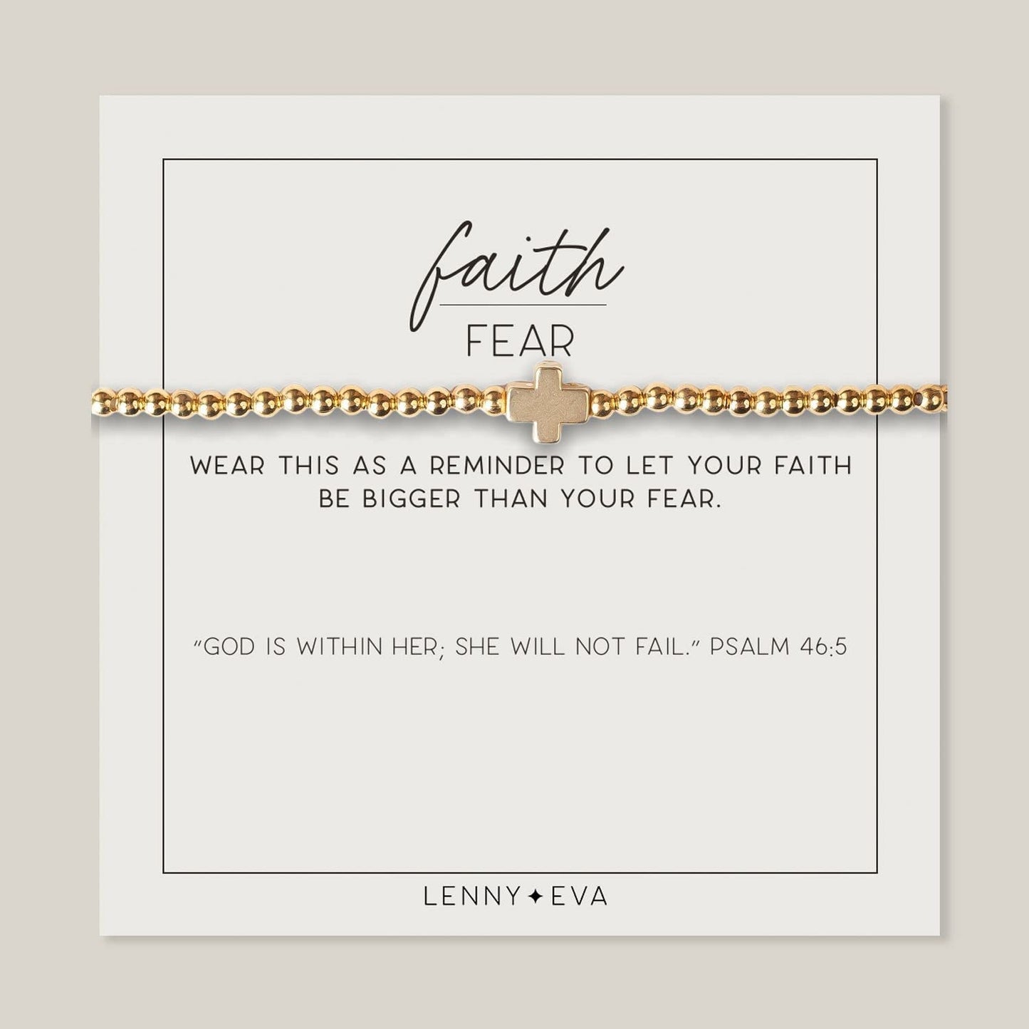 Lenny & Eva Faith over Fear Cross Stretchable Bracelets for Women, Inspirational Jewelry with Message on Card Apparel & Accessories > Jewelry > Bracelets Lenny & Eva Gold Bracelet 