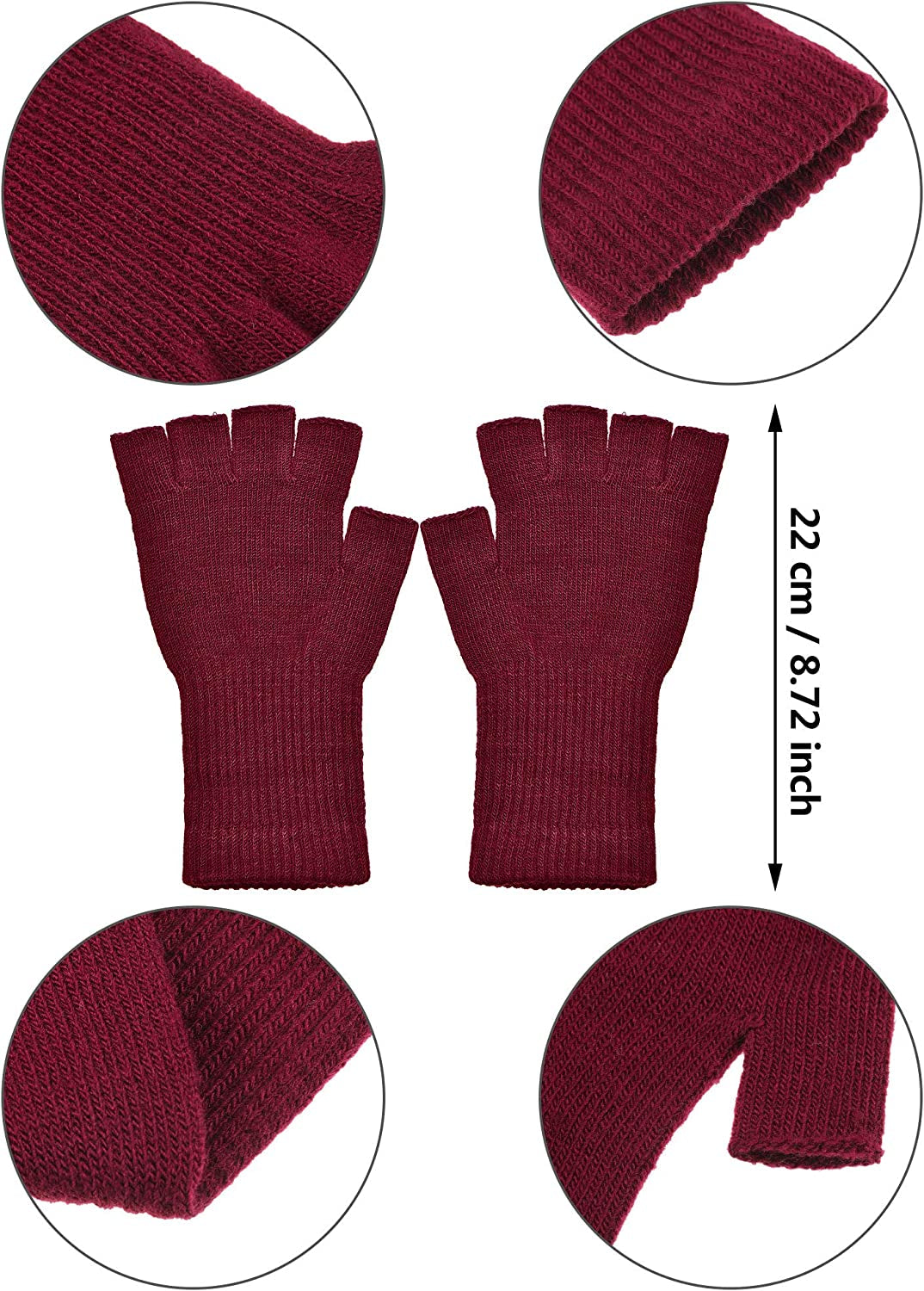 Unisex Half Finger Gloves Winter Stretchy Knit Fingerless Typing Gloves for Women Apparel & Accessories > Clothing Accessories > Gloves & Mittens SATINIOR   