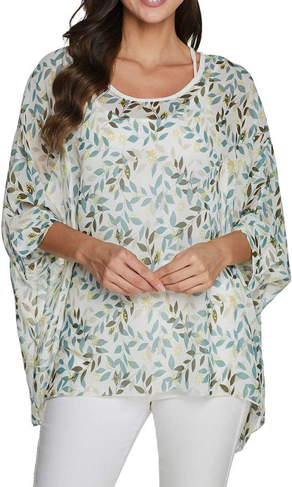Women'S Chiffon Scarve Shawls Wraps Qunsia Floral Poncho Bikini Cover up Tops Apparel & Accessories > Clothing Accessories > Scarves & Shawls Qunsia   