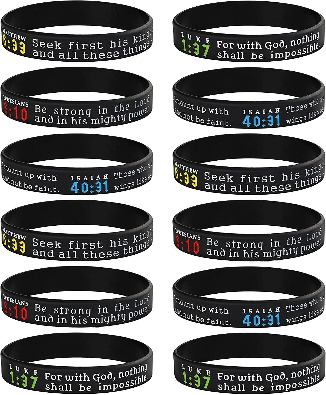 FINREZIO 8-16PCS Religious Silicone Bracelet with Bible Verses Christian Wristbands Grace Power Hope Faith Strength Inspirational Bracelets Set for Religious Gifts Apparel & Accessories > Jewelry > Bracelets FINREZIO B  