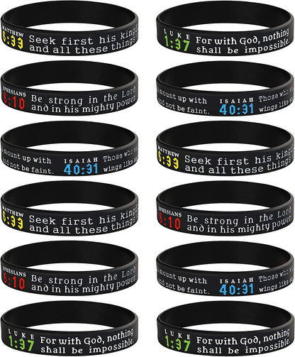 FINREZIO 8-16PCS Religious Silicone Bracelet with Bible Verses Christian Wristbands Grace Power Hope Faith Strength Inspirational Bracelets Set for Religious Gifts Apparel & Accessories > Jewelry > Bracelets FINREZIO B  