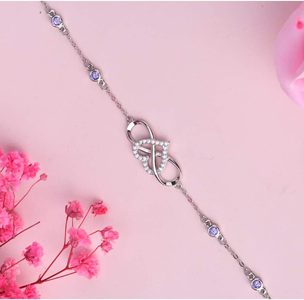 S925 Sterling Silver Ankle Bracelets for Women,Infinity Anklet with Heart Design Charm Jewelry,Gift for Women Mother Apparel & Accessories > Jewelry > Anklets Nieboa   