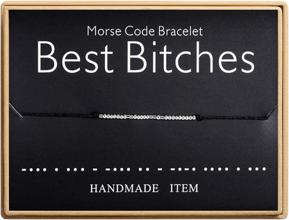 Inspirational Gifts for Women Morse Code Bracelet for Women Funny Gifts for Women Friends Gifts for Her Apparel & Accessories > Jewelry > Bracelets Sunique Best Bitches  