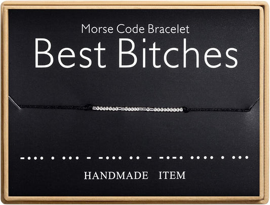 Inspirational Gifts for Women Morse Code Bracelet for Women Funny Gifts for Women Friends Gifts for Her Apparel & Accessories > Jewelry > Bracelets Sunique Best Bitches  