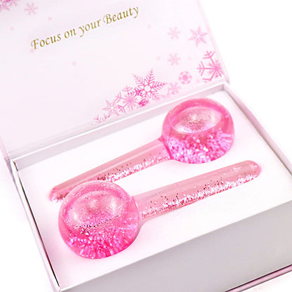 Poleview Ice Globes for Facials, Cooling Face Roller, Facial Massage Tools for Daily Skincare, Tightens Skin, Reduce Puffiness and Dark Circles, anti Ageing, Enhance Circulation - Pink, with Glitter Health & Beauty > Personal Care > Cosmetics > Cosmetic Tools > Skin Care Tools Poleview   