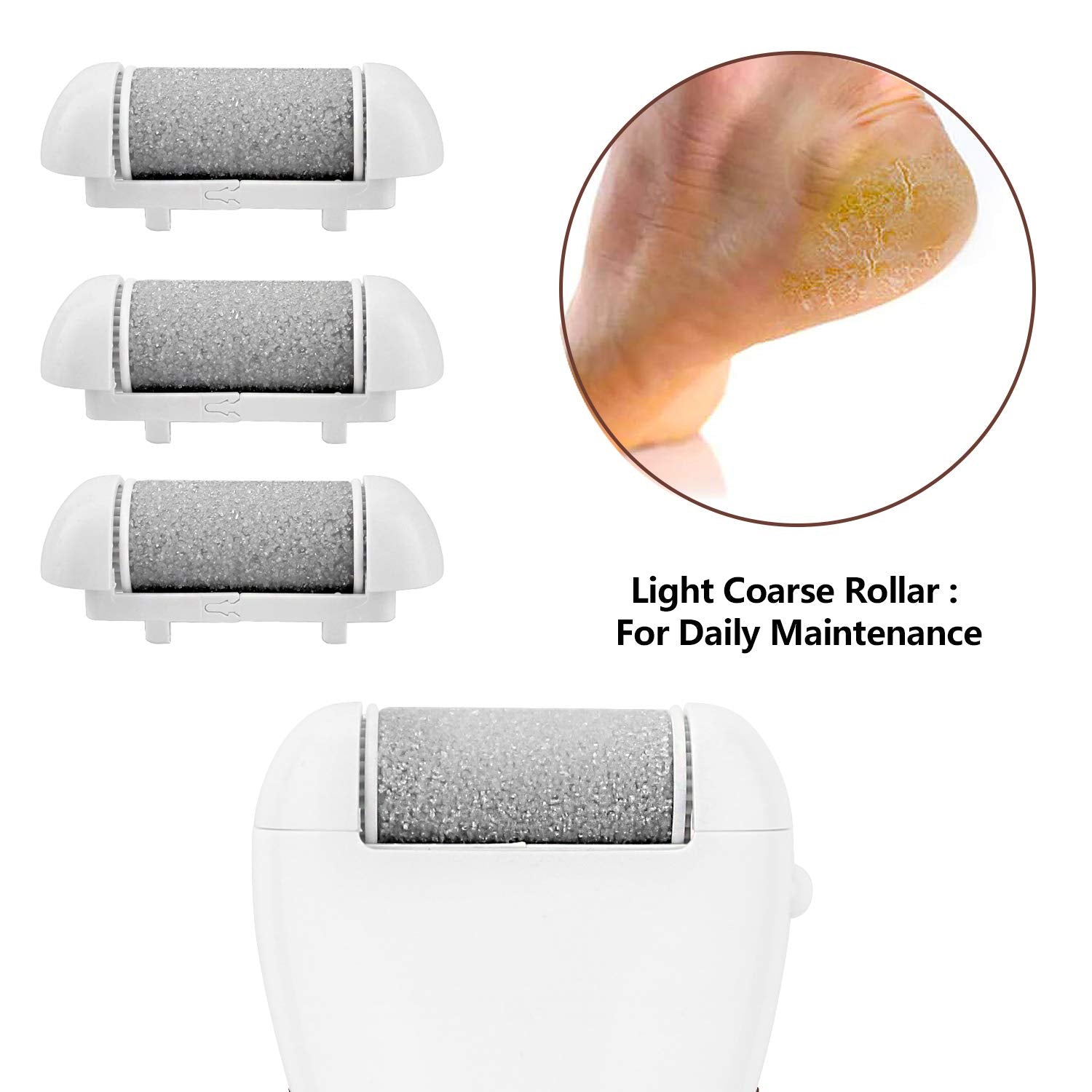 Electric Callus Remover Refill,Elmchee Perfect Refill 3 Same Rough Replacement Rollers Professional Feet Care Grinding Heads Pack of 3 (Grey) Health & Beauty > Personal Care > Foot Care Elmchee   