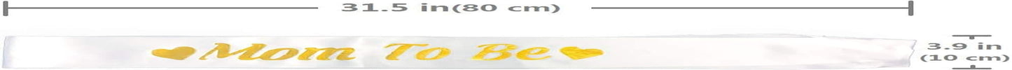 Blingbling Mom to Be Sash, White Satin with Gold Glitter Fonts, Best Baby Shower Decorations Gifts, Baby Boy or Girl Neutral Twins Party Supplies Apparel & Accessories > Clothing Accessories > Sashes KYLIE MAX   