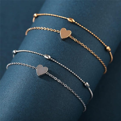 Tasiso 14K Gold Plated Layered Satellite Beads Heart Anklets Layering Rhinestone Cubic Zirconia Ankle Bracelets for Women Minimalist Summer Beach Foot Chain Ankle Jewelry Gifts Apparel & Accessories > Jewelry > Anklets Tasiso   