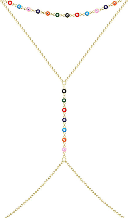 Evil Eye Body Chain Necklace Evil Eye Necklace for Women Boho Body Chain Beach Bikini Waist Chain Body Jewelry for Summer Holiday Apparel & Accessories > Jewelry > Body Jewelry HUASAI   