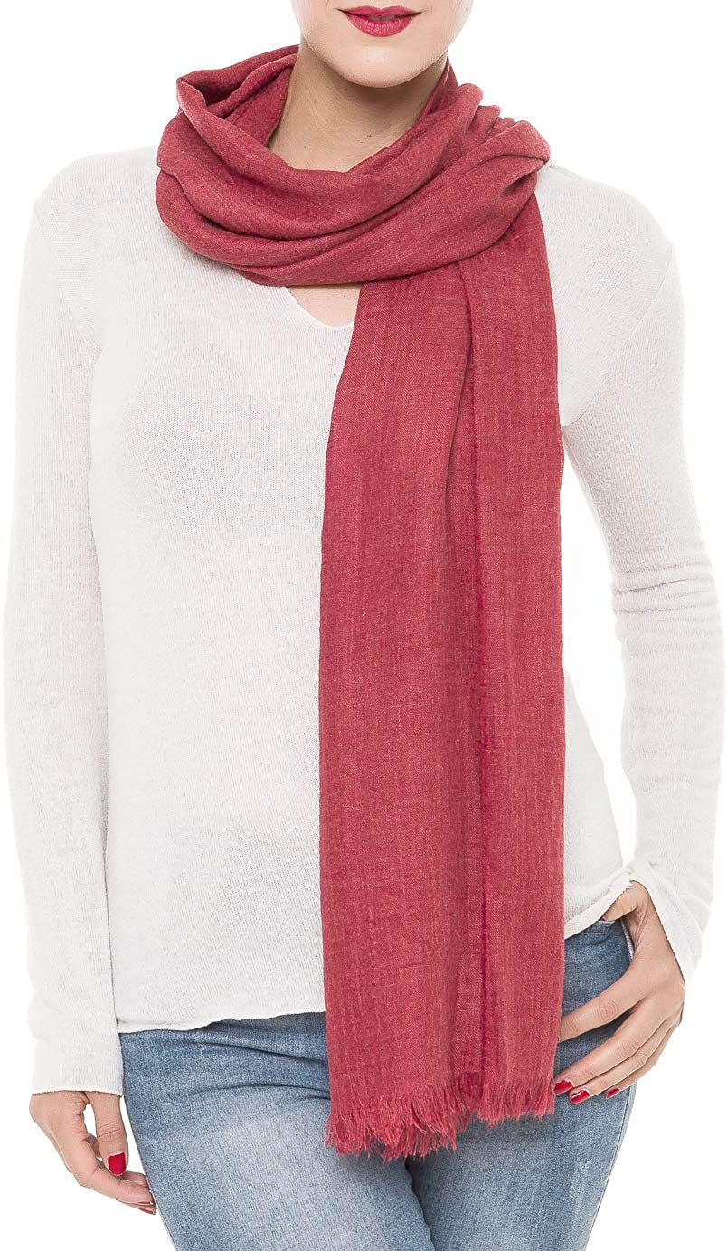 Scarfs for Women Fashion Lightweight Solid Colors Wrap Shawl for Fall Winter Apparel & Accessories > Clothing Accessories > Scarves & Shawls MIMOSITO 2 Fringed Edges, Red  