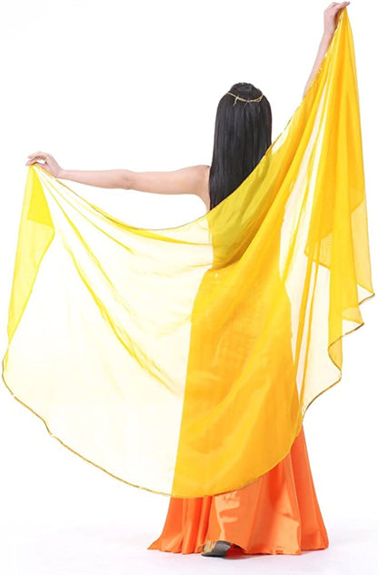 Lightweight Semicircle Chiffon Hand Scarf Belly Dance Costume Outfit Hip Scarf Sequin Trim Shawls Veils Apparel & Accessories > Clothing Accessories > Scarves & Shawls SHOWYOU Yellow  