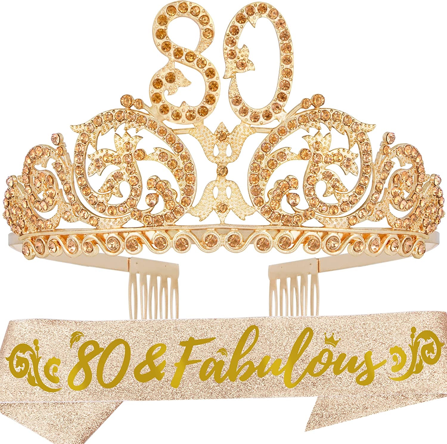 Doradreamdeko 80Th Birthday, 80Th Birthday Decorations for Women, 80Th Birthday Crown, 80Th Birthday Gifts for Women, 80Th Birthday Tiara, 80Th Birthday Sash, 80Th Birthday Decorations Apparel & Accessories > Clothing Accessories > Sashes DoraDreamDeko Silver  
