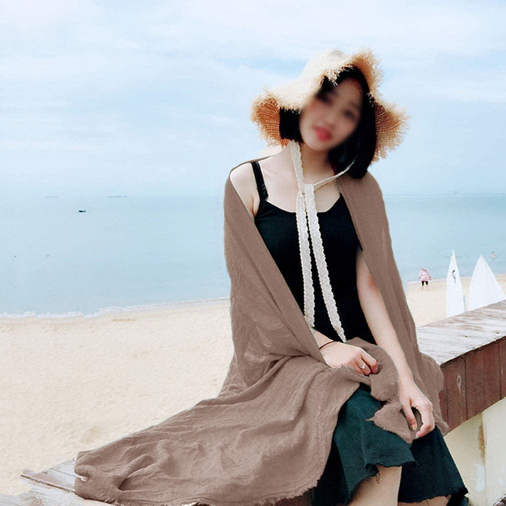 Wobe 3Pcs Women Soft Cotton Hemp Scarf Shawl Long Scarves, Travel Sunscreen Apparel & Accessories > Clothing Accessories > Scarves & Shawls Wobe   