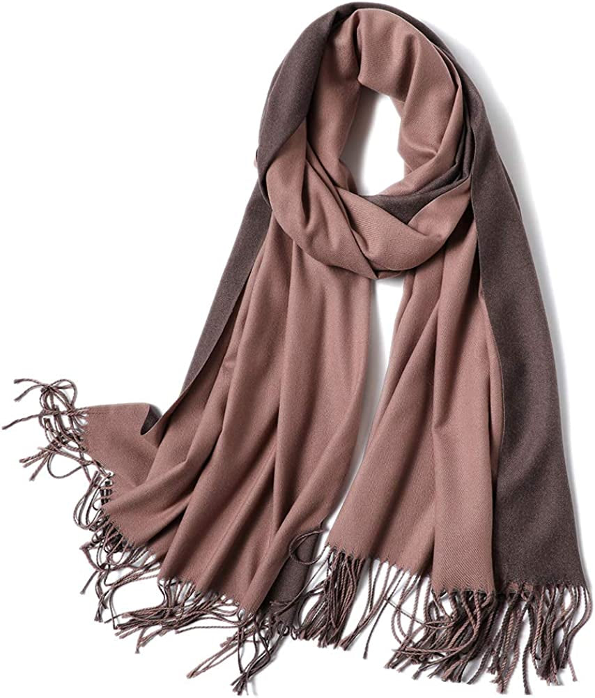 FORTREE Cashmere Feel Scarf - Lightweight Scarfs for Women, Large Soft 2 Tone Shawls and Wraps (10 Colors Available) Apparel & Accessories > Clothing Accessories > Scarves & Shawls FORTREE Dark Brown and Brown  