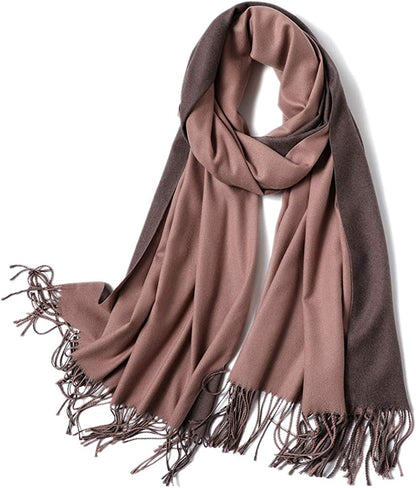 FORTREE Cashmere Feel Scarf - Lightweight Scarfs for Women, Large Soft 2 Tone Shawls and Wraps (10 Colors Available) Apparel & Accessories > Clothing Accessories > Scarves & Shawls FORTREE Dark Brown and Brown  