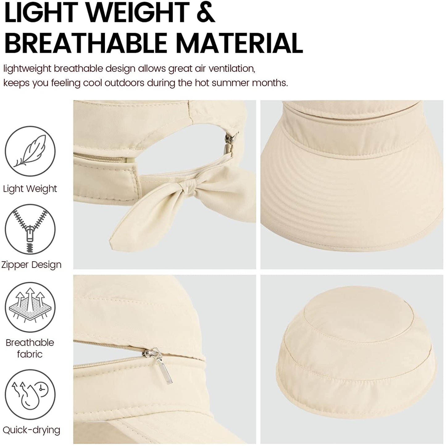 Simplicity Hats for Women UPF 50+ UV Sun Protective Convertible Beach Visor Hat Apparel & Accessories > Clothing Accessories > Hats Simplicity   