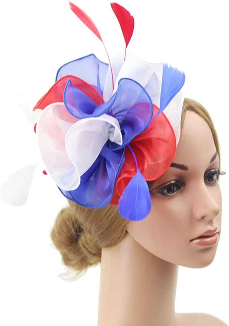 Women Flower Fascinator Hat Wedding Bridal Fascinators Tea Party Hat Feather Fascinator Headband Headwear for Evening Church Apparel & Accessories > Clothing Accessories > Headwear STbest Color  