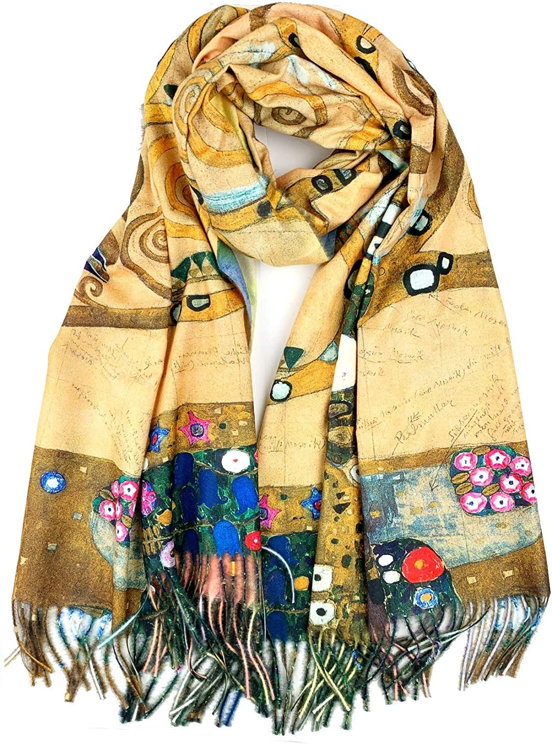 Plum Feathers Super Soft Cashmere Feel Double Sided Reversible Art Shawl Scarf Van Gogh Monet Klimt Inspired Apparel & Accessories > Clothing Accessories > Scarves & Shawls Plum Feathers Abstract Tree  