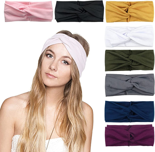 DRESHOW 8 Pack Headbands for Women Criss Cross Vintage Head Wrap Boho Headband Twisted Elastic Hair Accessories Apparel & Accessories > Clothing Accessories > Bandanas & Headties DRESHOW 8 Pack Fashion Headbands  
