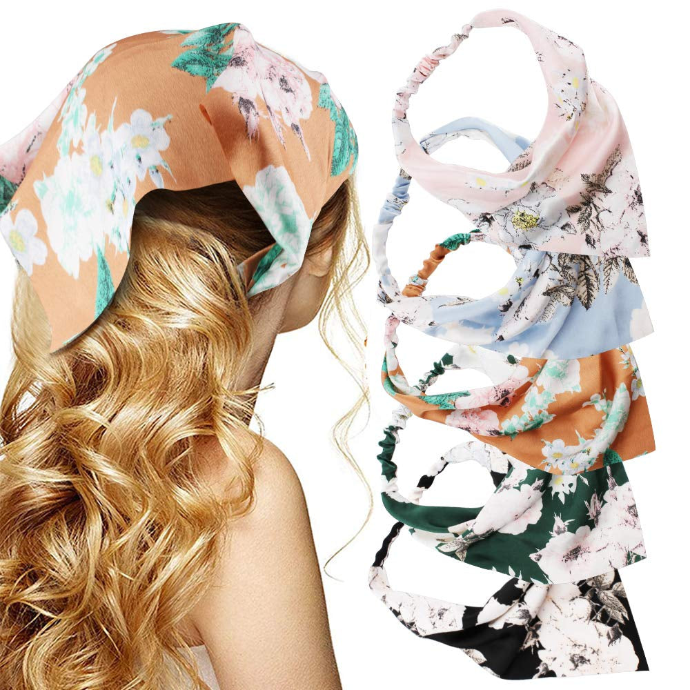 Floral Hair Scarf Headband - TOBATOBA 5 Pcs Hair Bandanas for Women Bandana Headband Chiffon Boho Headbands for Women Elastic Head Bandana Floral Bandana Headbands for Women Girls Hair Accessories Apparel & Accessories > Clothing Accessories > Bandanas & Headties TOBATOBA Beautiful Floral Patterns  