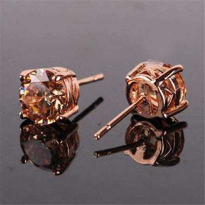 GULICX Rose Gold Tone Yellow Crystal Royal Journey Jewelry Eternity Stud Earring Apparel & Accessories > Jewelry > Earrings Gelei Jewelry Co., Ltd.   