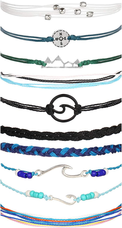 HUASAI Vsco String Bracelets for Teen Girls Women Waterproof Boho Rope Bracelets Wave Surfer Bracelets Summer Beach Anklets Apparel & Accessories > Jewelry > Anklets HUASAI Mountain+Wave+Fishhook  