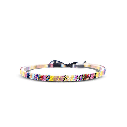 Boho Surfer Bracelet Women & Men - Braided Summer Beach Bracelet - Handmade Festival Accessories - Thin Friendship Bracelets - 100% Waterproof & Adjustable - Ethnic Hippie Style Jewelry (Blue-White) Apparel & Accessories > Jewelry > Bracelets Made by Nami Yellow  