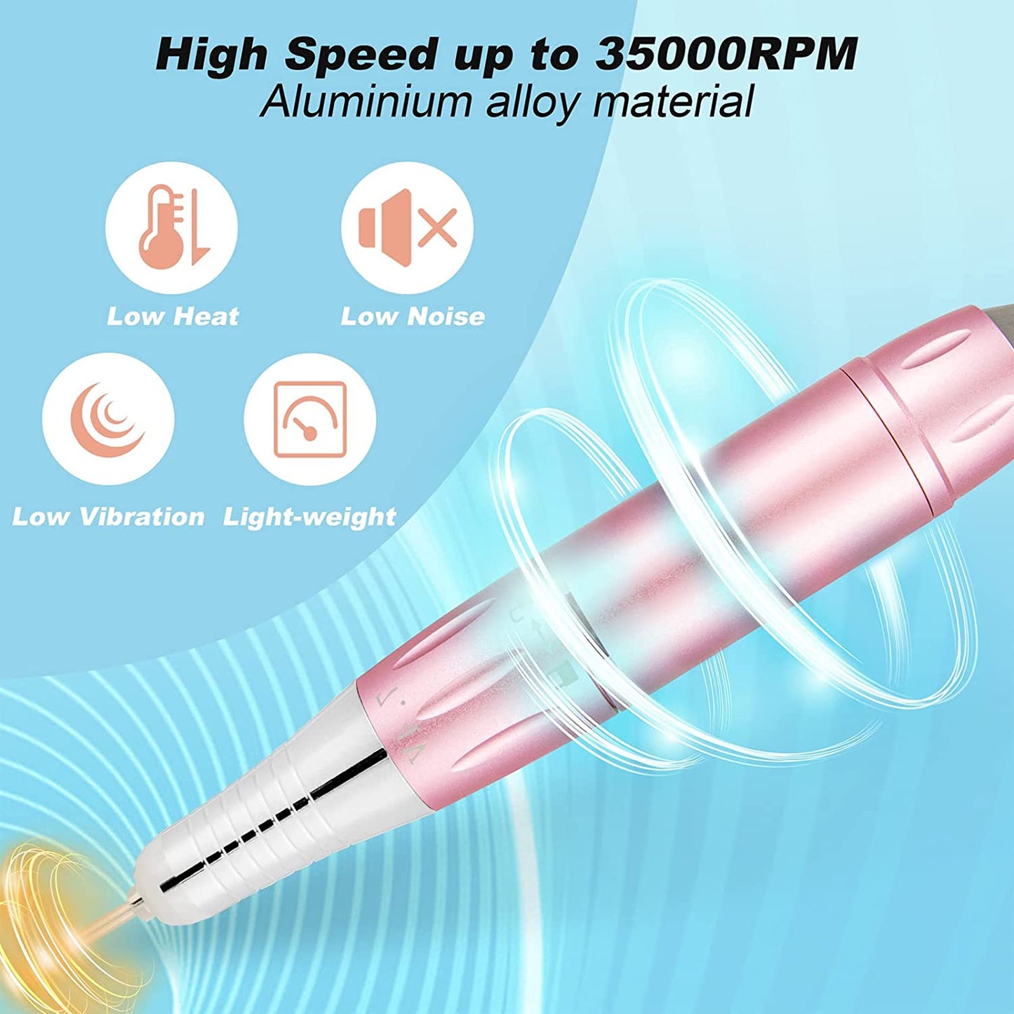 Rechargeable Nail Drill Electric Nail File, Professional 35000RPM Nail Drills for Acrylic Nails, Portable Electric E File for Gel Nails, Manicure Pedicure Polishing Shape Tools with 11Pcs Drill Bits Health & Beauty > Personal Care > Cosmetics > Cosmetic Tools > Nail Tools ZXNZX   