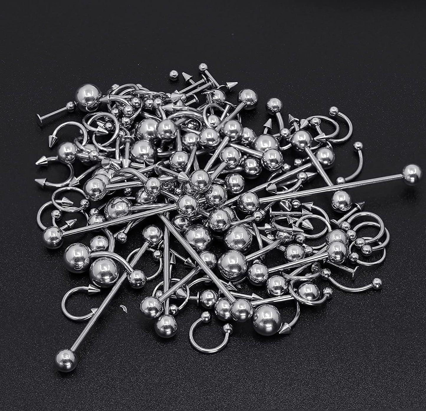 Jstyle 120Pcs Body Jewelry Piercing Lot Stainless Steel Nose Horseshoe Lip Tongue Eyebrow Tragus Body Piercing Navel Belly Ring Barbells 14G-16G Apparel & Accessories > Jewelry > Rings Jstyle   