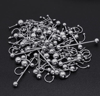Jstyle 120Pcs Body Jewelry Piercing Lot Stainless Steel Nose Horseshoe Lip Tongue Eyebrow Tragus Body Piercing Navel Belly Ring Barbells 14G-16G Apparel & Accessories > Jewelry > Rings Jstyle   